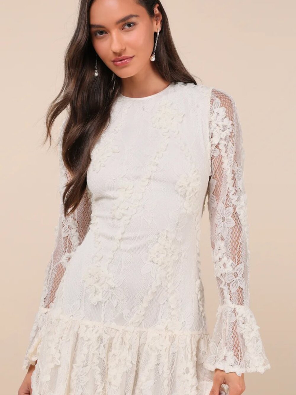 Lulu's Ivory lace dress size small